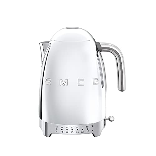 Smeg KLF04SSUS 50 s Retro Style Variable Temperature Electric Kettle with Embossed Logo, Stainless Steel