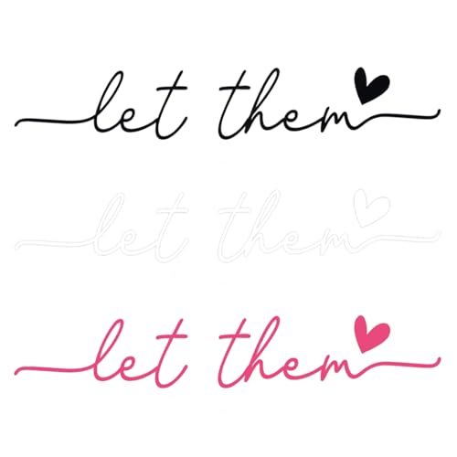 Image of 3pcs Let Them Rearview Mirror Stickers, Vinyl Funny Rear View Decals Positive Affirmation Car Label Car Decor Accessories Gifts for Women(3 Colors)
