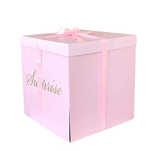 サプライズボックス Surprise balloon Box アルミ風船 ハート 飾り付けセット プロポーズ 告白 バルーンボックス Happy Valentine's Day おしゃれ ギフトボックス 誕生日 パーティー (ピンクボックスだけ, 50*50*50cm)
