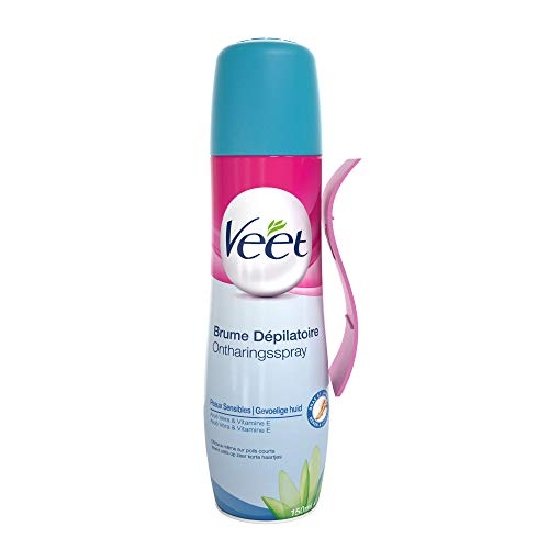 VEET Crema depilatoria en spray para piel sensible, bote de 150ml