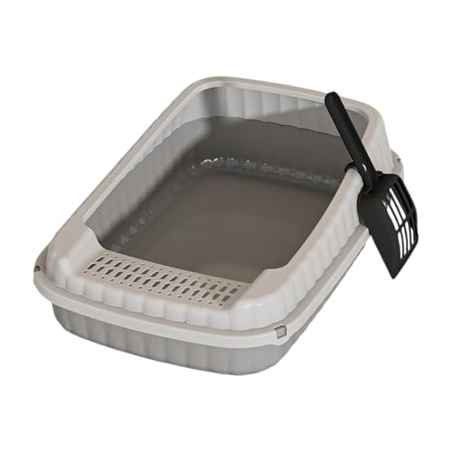 JISADER Caja para gatos abiertos con bandeja para animales domésticos, gatos de gatito semiencerrados a lado alto, gris