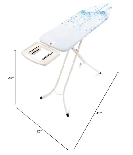 Image of Brabantia Comfort Ironing Board with Solid Steam Iron Rest | Medium (Size B) | Fairtrade Cotton Flower Cover | Adjustable Height (27-38 inch), Easy Fold, Anti-Collapse Lock, Non-Slip Feet