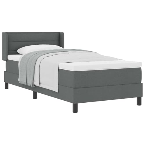 vidaXL Boxspringbett mit Matratze mit Matratze Dunkelgrau 90 x 200 cm, Modernes Schlafzimmer Bed, strapazierfähige Matratze, Boxspring Schlaflösung, stylische Möbel