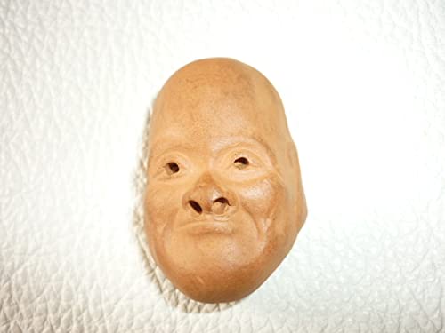 美品 1920年頃（大正時代）◆陶器製 リアルな人面 仮面 根付 縦4.2ｃｍ Amazon | 1920年頃（大正時代）！陶器製リアルな人面仮面根付縦4.2cm