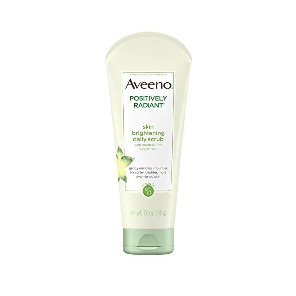 Aveeno-Positively-Radiant-Skin-Brightening-Exfoliating-Daily-Facial-Scrub-With-Moisture-rich-Soy-Extract-Jojoba-Castor-Oils-Soap-free-Hypoallergenic-Non-comedogenic-Face-Cleanser-70-Ounce Aveeno Positively Radiant Skin Brightening Exfoliating Daily Facial Scrub, Moisture-Rich Soy Extract, helps improve skin tone & texture, Oil-& Soap-Free, Hypoallergenic, 7 oz
