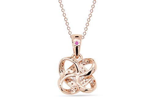 Classic Celtic Knot Pendant Necklace 4MM Round Cut Natural Morganite & Natural Diamond In 14K Gold Over Sterling Silver Gifts for Women (0.33 Cttw) 18" Chain4