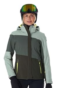 killtec Damen Ksw 67 Wmn Jckt Skijacke/Funktionsjacke Mit Abzippbarer Kapuze Und Schneefang, Grün/grau, 42 EU