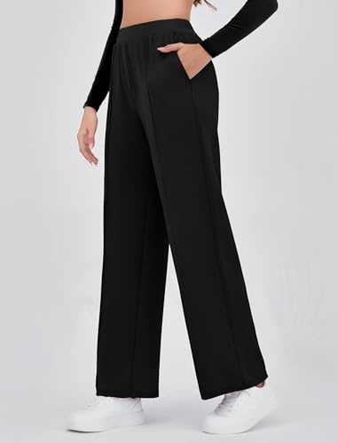 Gracyoga Work Pants for Women Stretch Slacks Elastic High Waisted Casual Wide Leg Long Lounge Pant Trousers with Pocket3