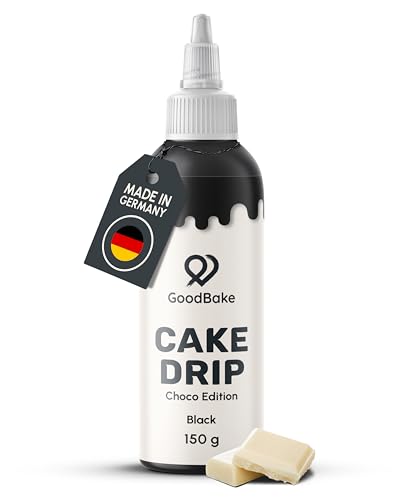 GoodBake Cake Drip Choco 150g Schwarz | Schokoglasur zum Dekorieren & Verzieren von Torten Cup Cakes & Keksen | Kuchenglasur glutenfrei | Tortendeko Made in Germany