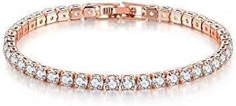 7 inches 4mm 3 colors Gold Plated Tennis Bracelet for Women Jewelry Zircon Diamond Roman Hand Chain with Box - Image 4