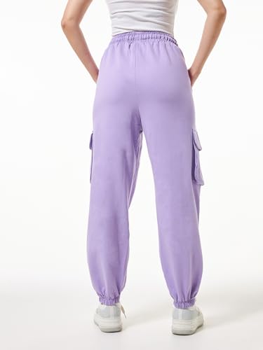 Image of Bewakoof Women's Cotton Oversized Fit Joggers|Bewakoof Air 1.0 | Track pants for woman | Lower for women | Multipurpose | Activewear | Utility Pockets | Lightweight & Flexible Elastic Waist | Casual Joggers | Loose Fit
