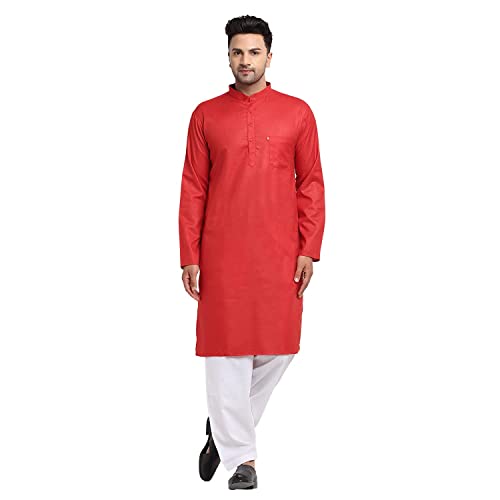 Image of Royal Kurta Mens Cotton Solid Pattern Kurta and Salwar Set