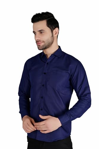 Image of Mens Slim fit Solid Casual Cotton Shirt with Spread Collar and Full Sleeves || Suitable for Office wear