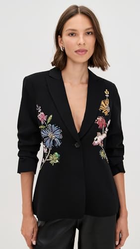 Cinq à Sept Women's Floral Mixed Media Scrunched Cheyenne Blazer2