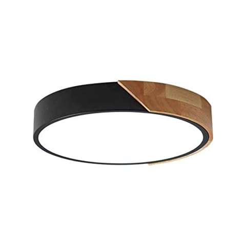 minifair Round Tri-Colour LED Ceiling Light with Dimming Function for Flush-Mounted Mounting, Black, 12 Inches Cover