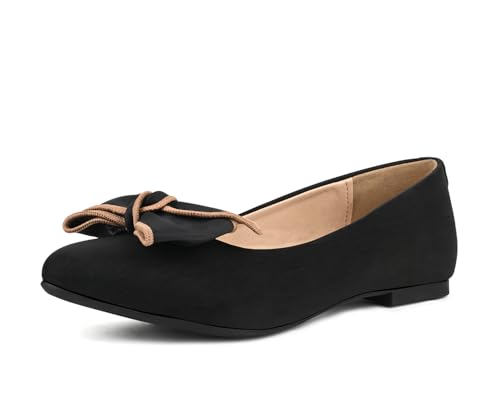 Image of LOUIS STITCH Women's Elegant Bow Ballerina Flats | Premium Closed-Toe Flat Sandals| Comfort Ballerina for Office & Everyday Style| LS-LDCF-012