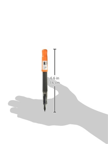 Image of Pilot Kakuno Medium-Nib Fountain Pen, Black Body Orange Cap Body (FKA-1SR-OM)
