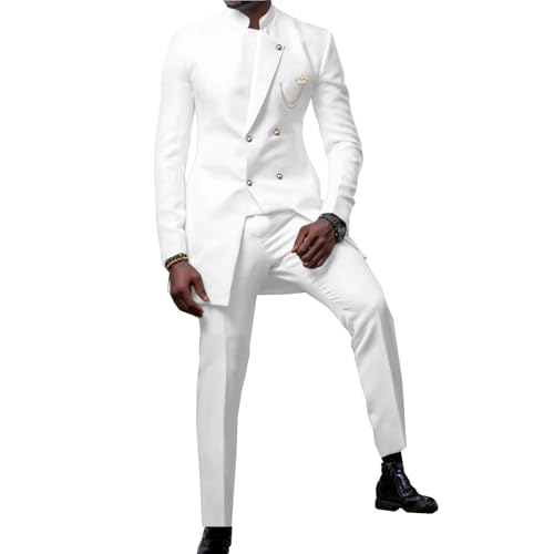 African Suit for Men Elegant Dashiki Blazer Pants 2 Piece Set Business Attire Party Outfit Clothing