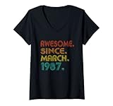 Photo Gallery donna 36th birthday idea awesome since march 1987 36 years old maglietta con collo a v Photo Gallery donna 36th birthday idea awesome since march 1987 36 years old maglietta con collo a v