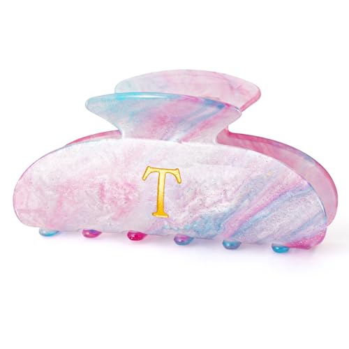 Image of Gifts for Women Teacher,Hair Clips | Large Hair Claw for Girls - Teen Girl Cute Trendy Stuff Initial Hair Clips Personalized Hair Claws - Lavender,T