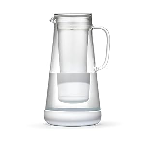 LifeStraw Home – Water Filter Pitcher, 7-Cup, White, Glass with Silicone Base, White, for everyday protection against bacteria, parasites, microplastics, lead, mercury, PFAS and a variety of chemicals