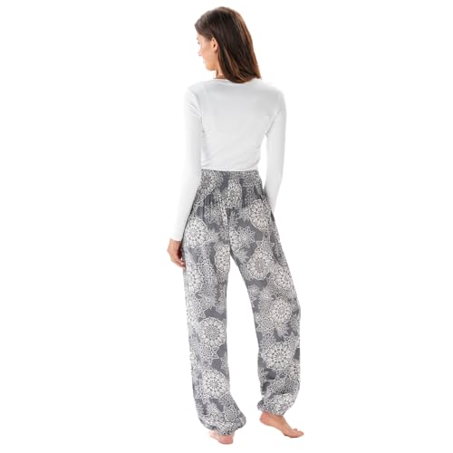 Image of Lotus and Luna Women's Harem Pants Thai Pants for Beach & Lounge High Waisted Flowy Boho Pants Genie Pants Yoga Pants