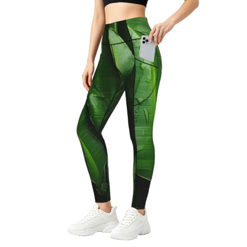 Pantalones de yoga para mujer holgados con estampado de plátano elásticos