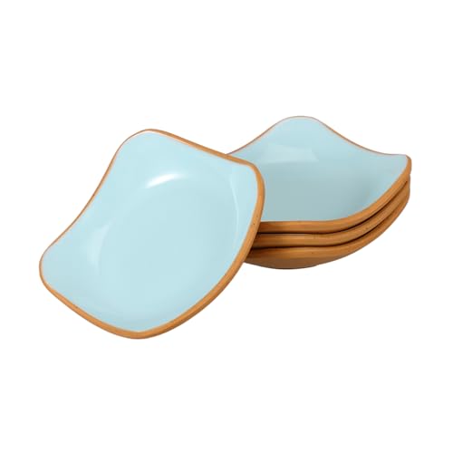 KICHOUSE 4-piece Sushi Plate Sauce Bowl Set Ceramic Dipping Bowls Small Serving Side Dish Soy Sauce Plates