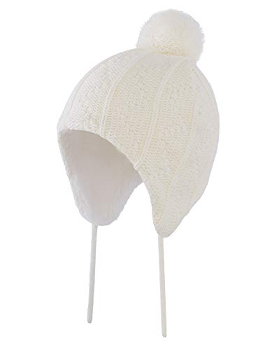 Home Prefer Toddler Girls Winter Hat with Earflaps Warm Thermal Kids Knitted Hat