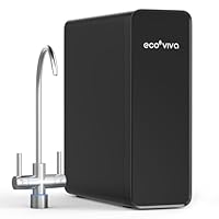 Ecoviva Umkehrosmose-Wasserfiltersystem, 600GPD Umkehrosmoseanlage Trinkwasser, 8-Stufen-Filtration osmoseanlage, 2,5:1 Rein zu Abfluss Verhältnis, RO & Gefiltertes Wasser Optionen Schwarz