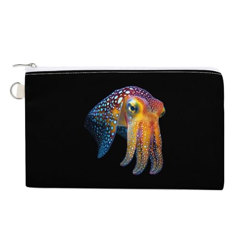Cuttlefish Glowing Squid Fashion Coin Purse Change Makeup Bag Canvas Pencil Pouch Travel