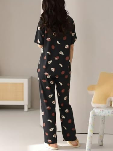 Image of Women's Korean Style Night Suit Set | Cotton Half Sleeve Top & Pyjama Set | Round Neck Printed Nightsuit | Comfortable Nightwear & Loungewear for Women | Sleepwear Pjs Lounge Set |Co-ords Outfit