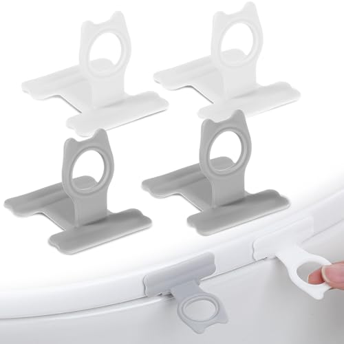 4 PCS Toilet Seat Lifter Tab Silicone Toilet Seat Lid Lifter Toilets Handle Tabs Can Avoid Touching the Toilets for Home Bathroom Office Hotel (White Gray)