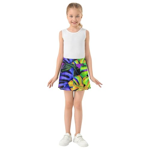 Monstera Leaves Toddler Tennis Skirts Floral Athletic Shorts Girls Skorts Teen Skirt 4t3