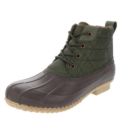 LONDON FOG Womens Winley Nylon Quilt Duck Boot Olive 7
