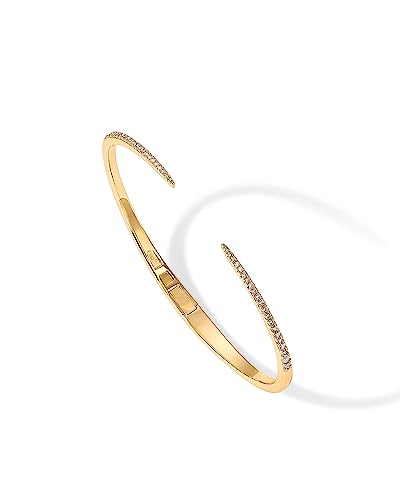 PAVOI 14K Gold Plated Cubic Zirconia Claw Bangle Bracelet | Elegant CZ Cuff Bracelets for Women3
