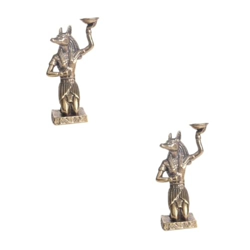 Cabilock 2 Piezas Estatua egipcia de latón Escultura del faraón Egipcio estatuas egipcias de Anubis Decoración de Escritorio con diseño Egipcio estatuas de Oro estatuas de Anubis de Bronce