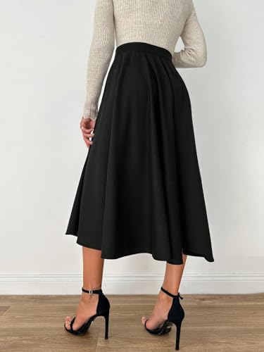 Women's Flowy Trendy Skirt Elegant Plain High Waist Skirt2
