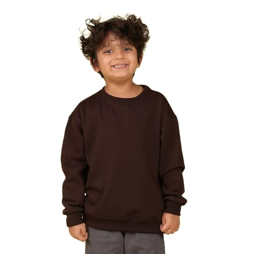 Image of Nusyl Boy's Black Solid Crew /Round Neck Sweatshirt |Skin Friendly Full Sleeve Sweatshirt|Drop Shoulder Oversized Sweatshirt | Round Neck Sweatshirt Oversized Fit Long Sleeves |