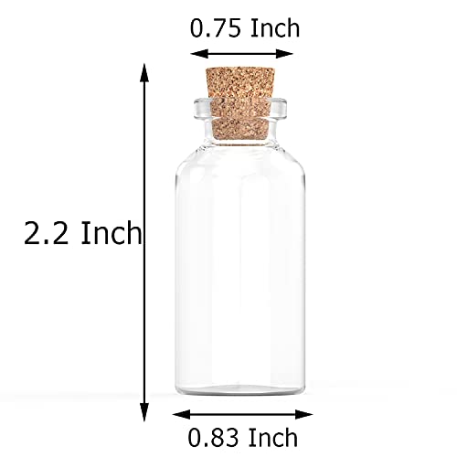 Axe Sickle 10 mL Cork Stopper Glass Bottles Mini Transparent Glass Bottles 24 Pcs.