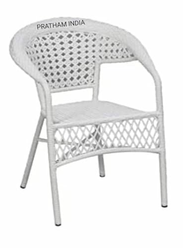 Image of India Patio Seating Chair and Table Set Garden Coffee Table Set with 1 Table and 2 Chairs Set Outdoor Furniture (White)