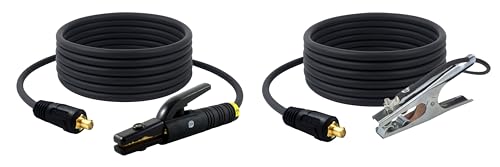 SA - 200 Amp Welding Leads Set Assembly - Dinse 35-70 Connector - #2 AWG 100% Copper Cable (25 FEET Each Lead)