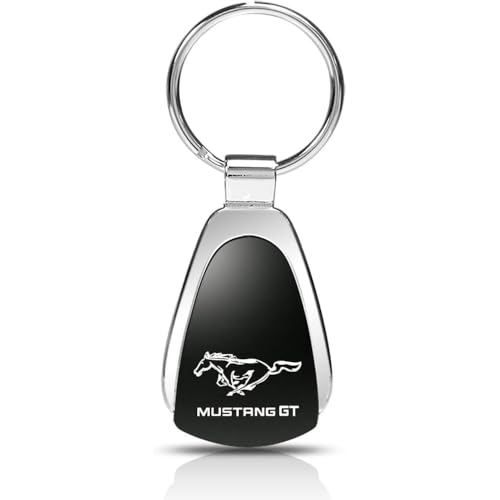 AU-TOMOTIVE GOLD, INC Officially Licensed Black Teardrop Key Chain for Mustang GT