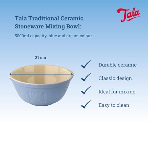 Tala Traditional Ceramic Stoneware Mixing Bowl, Blue/Cream
