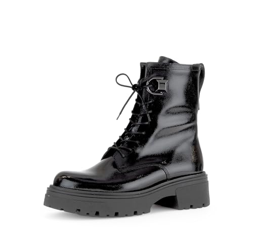 Gabor Damen Combat Boots, Frauen Stiefeletten,Best Fitting,schnürstiefel,Winterstiefel,Winterschuhe,gefüttert,schwarz(Altsilber)… – Ansicht 1