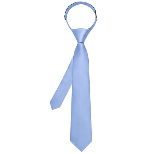 Image of Hi-Tie Pretied Boys Ties Solid Color Kids Adjustable Necktie Lapel Pin Clip Set Age 8-12 Wedding School Graduation