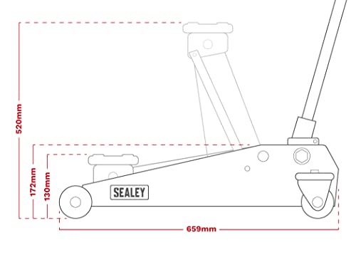 Sealey 3000CXD - Cric per carrello, 3 tonnellate