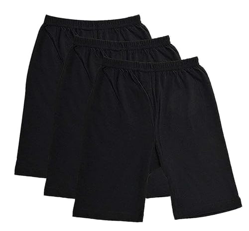 Image of Mahi Fashion Cotton Girls Above Knee Shorts Summer Wear Regular Fit Stretchable Breathable Casual Shorts Black Pack of 3