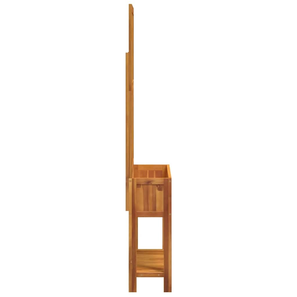 Donica z trejażem i półką 100x32x185 cm lite drewno akacjowe skrzynia ogrodowa na rośliny pnące stabilna i trwała do ogrodu patio taras z drenażem