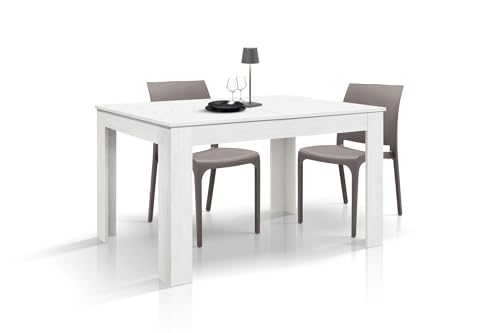 PAZZO DESIGN Tavolo Allungabile Gaia, Bianco Frassinato, Nobilitato, Tavolo Cucina, Tavolo Soggiorno,Made in Italy, 140x90 cm - id_1973